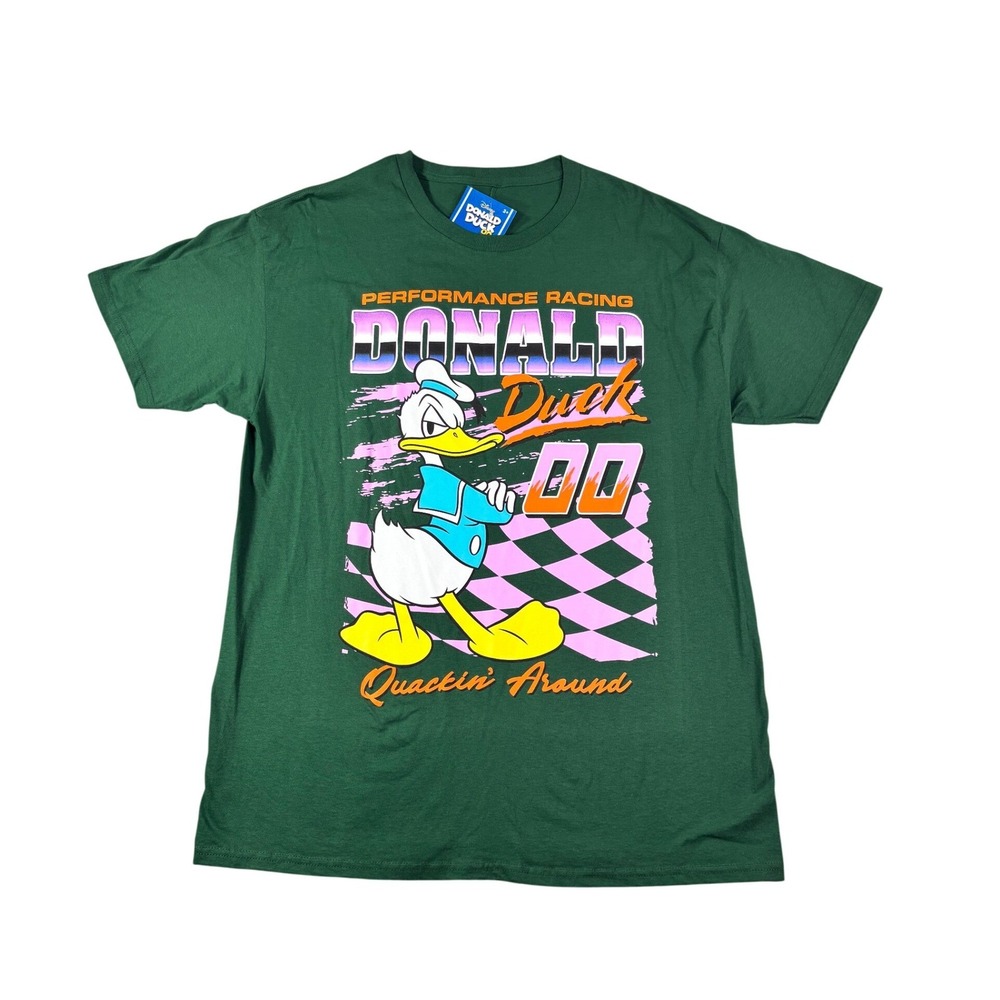 Disney Donald Duck 90th Anniversary Performance Racing Green Graphic T-Shirt L